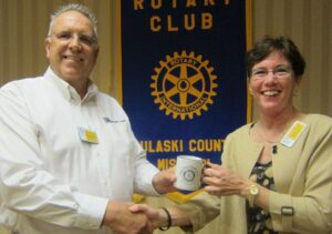 Rotary Club President Keith Pritchard thanked Club Member Cheryl Cawley for her presentation on her vocation, physical and sports therapy.