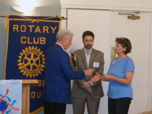 Columbia Rotary Pres Neil Carr and new PH Fellow+2