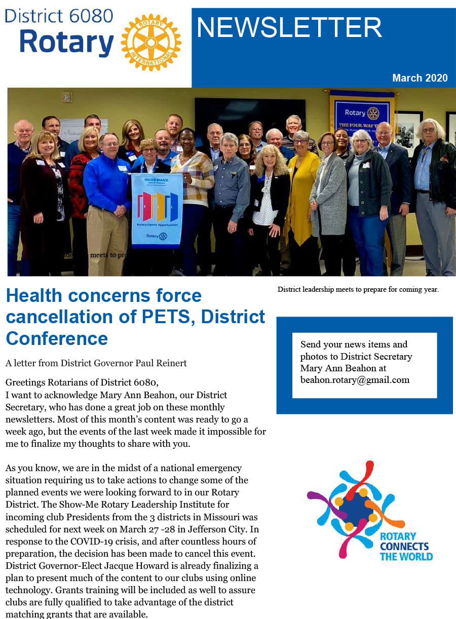 March 2020 District Governor Newsletter