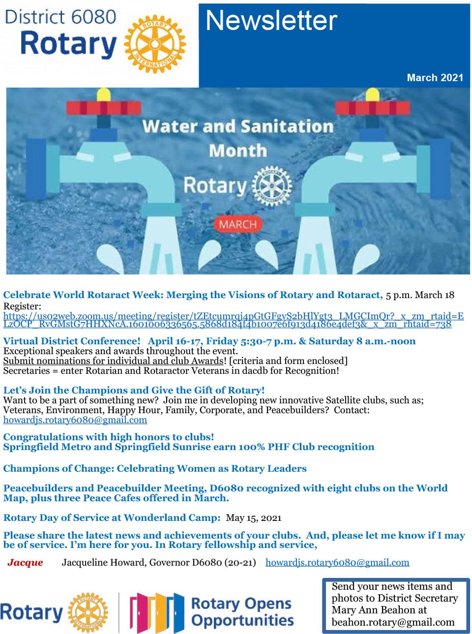 March 2021 District Governor Newsletter