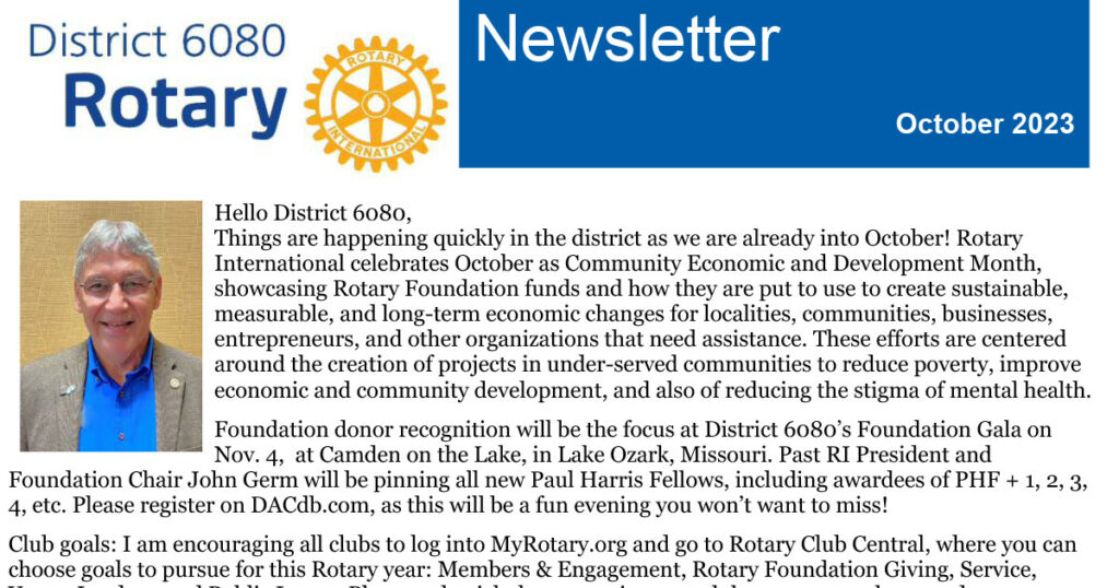 October September 2023 District 6080 Newsletter
